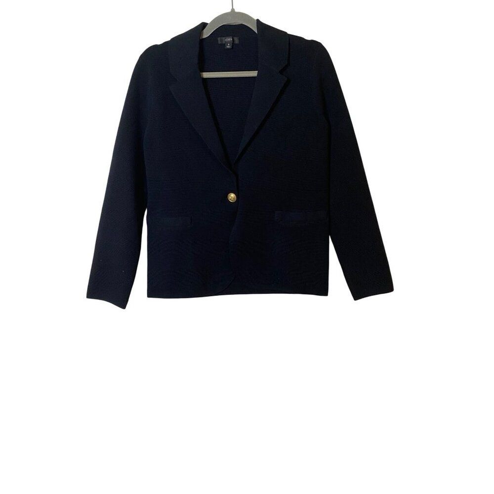 J.Crew Women S Blazer Sweater Black Wool Cotton Blend Office Preppy Career Cozy